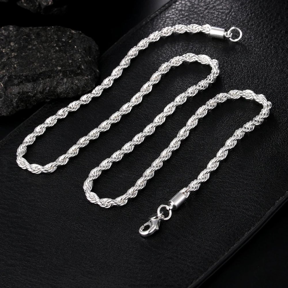 925 Sterling Silver Bracelet And Necklace Set Drop Cute Top Trendy - Picture 2 of 6